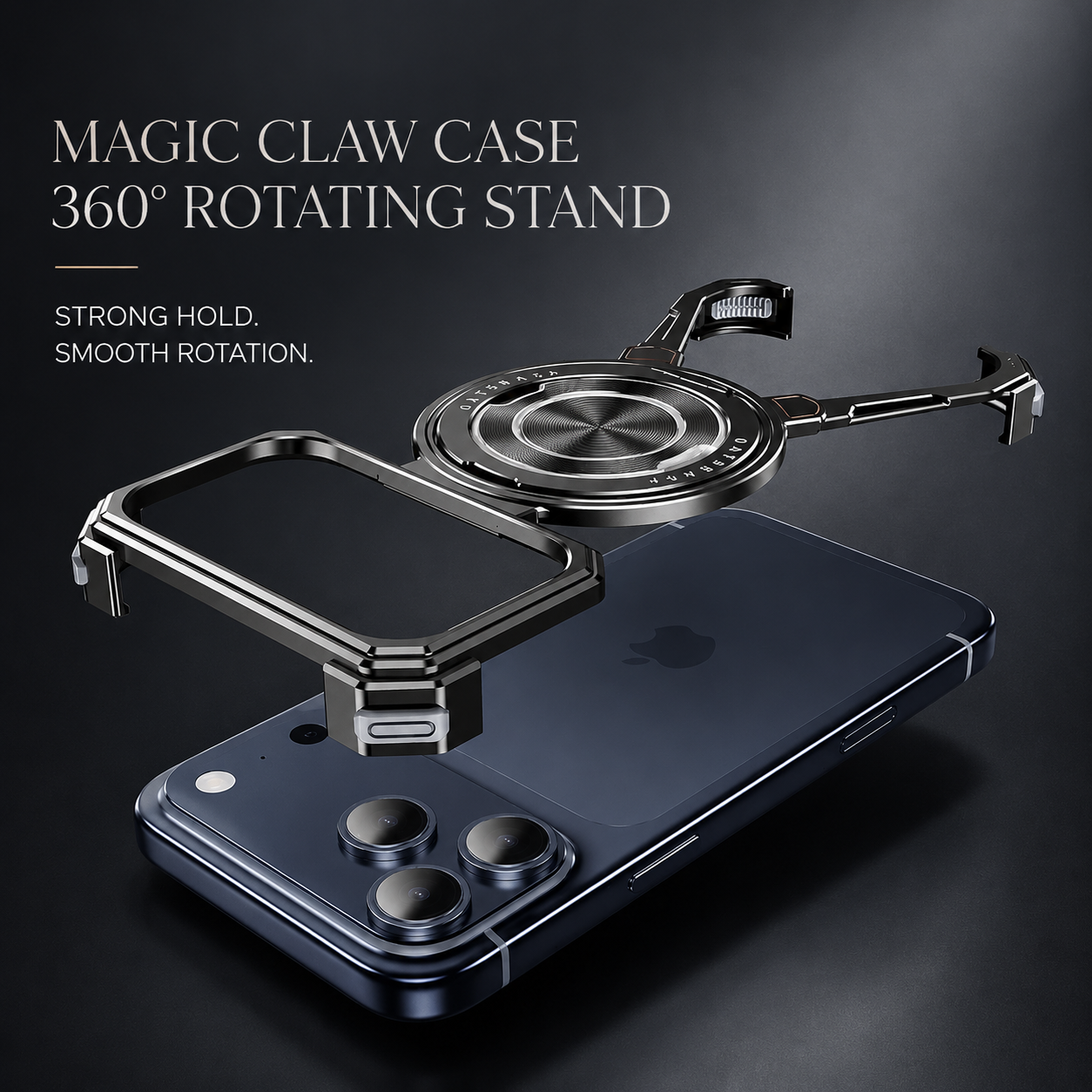 Premium iPhone Case MagSafe Compatible Aluminum Frame Protective Cover 360 Rotating Stand Ring Shockproof Magnetic Kickstand Slim Minimal Design