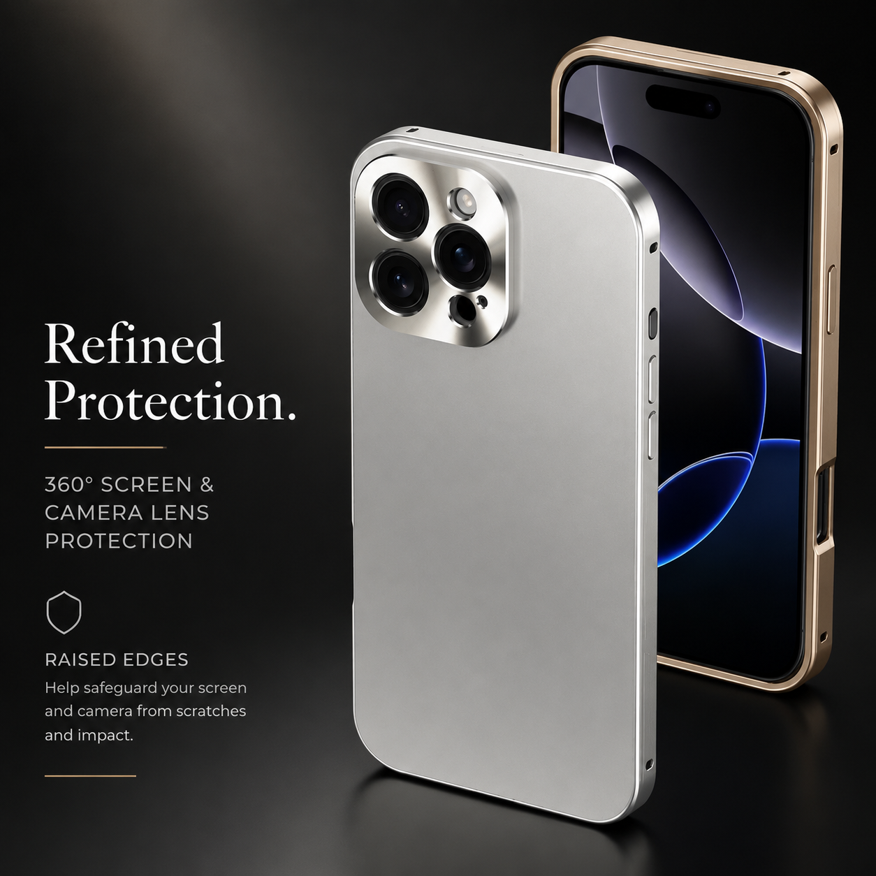 Premium iPhone Case MagSafe Compatible Aluminum Metal Frame Shockproof Protective Cover Camera Lens Protection Wireless Charging Slim Full Coverage