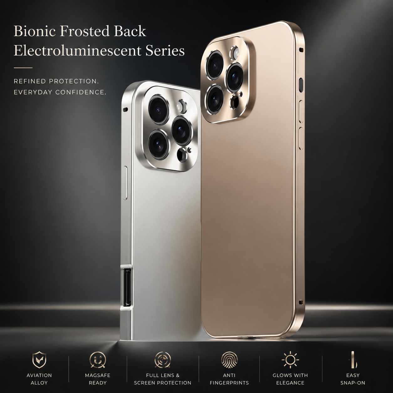 Premium iPhone Case MagSafe Compatible Aluminum Metal Frame Shockproof Protective Cover Camera Lens Protection Wireless Charging Slim Full Coverage