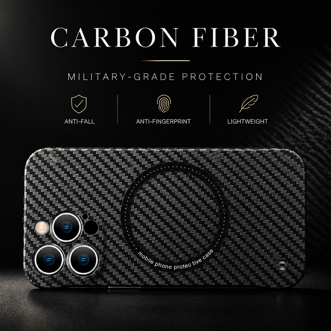 Premium iPhone Case MagSafe Compatible Carbon Fiber Magnetic Protective Cover Shockproof Slim Lightweight Camera Protection Anti Scratch Design