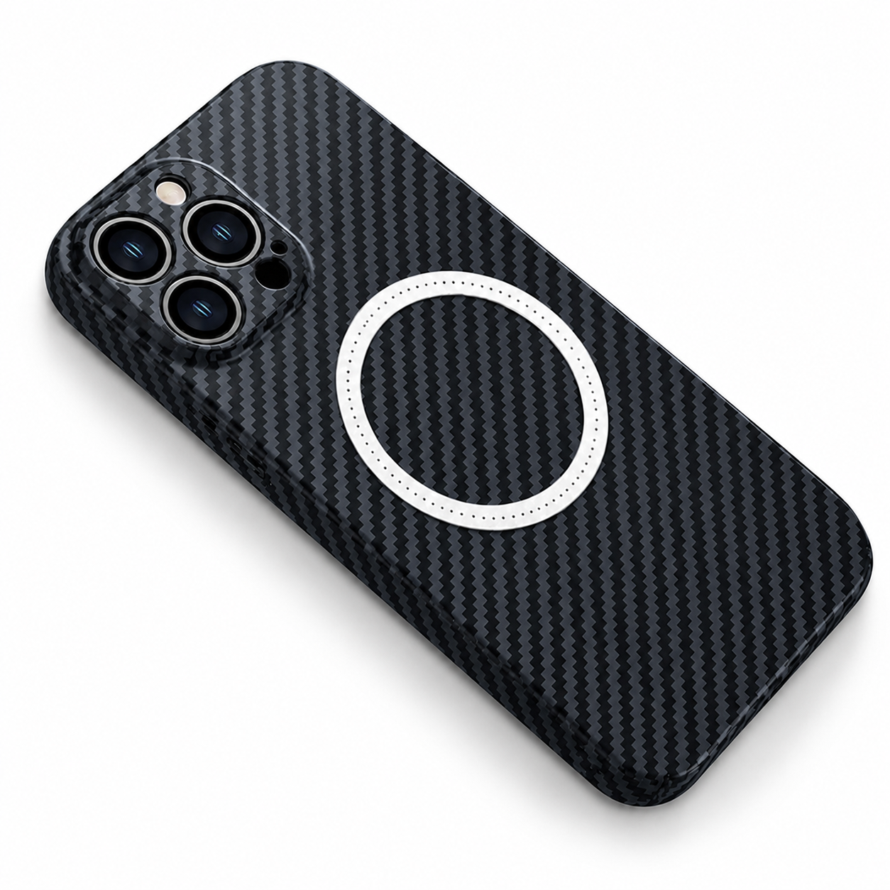 Premium iPhone Case MagSafe Compatible Carbon Fiber Magnetic Protective Cover Shockproof Slim Lightweight Camera Protection Anti Scratch Design