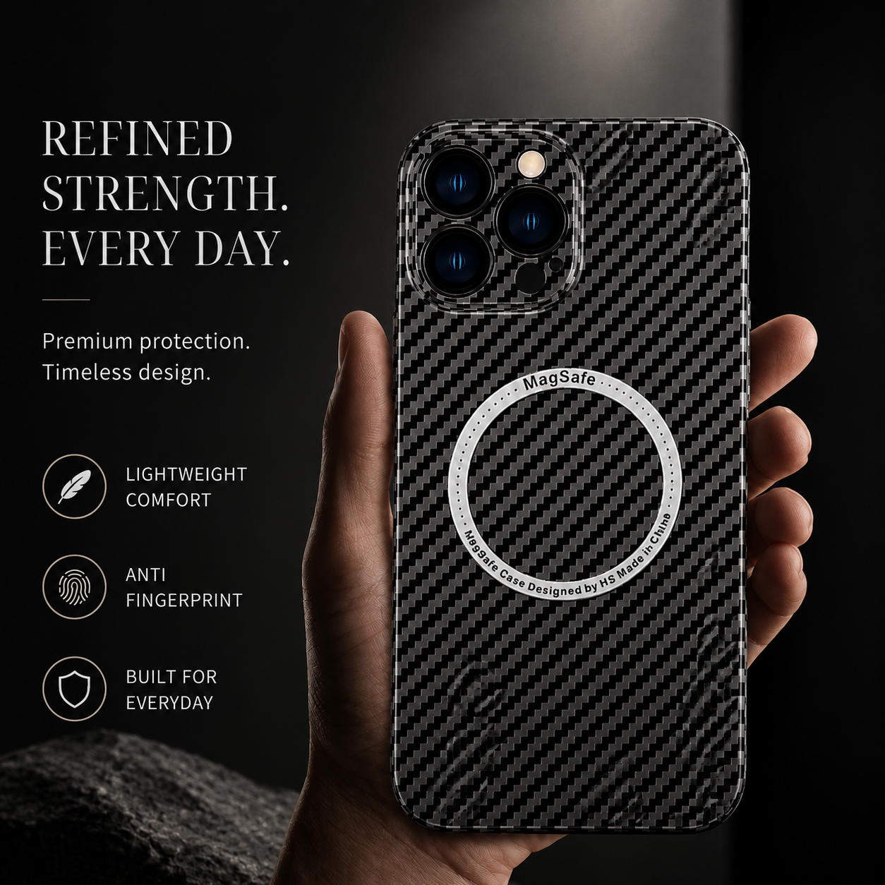 Premium iPhone Case MagSafe Compatible Carbon Fiber Magnetic Protective Cover Shockproof Slim Lightweight Camera Protection Anti Scratch Design
