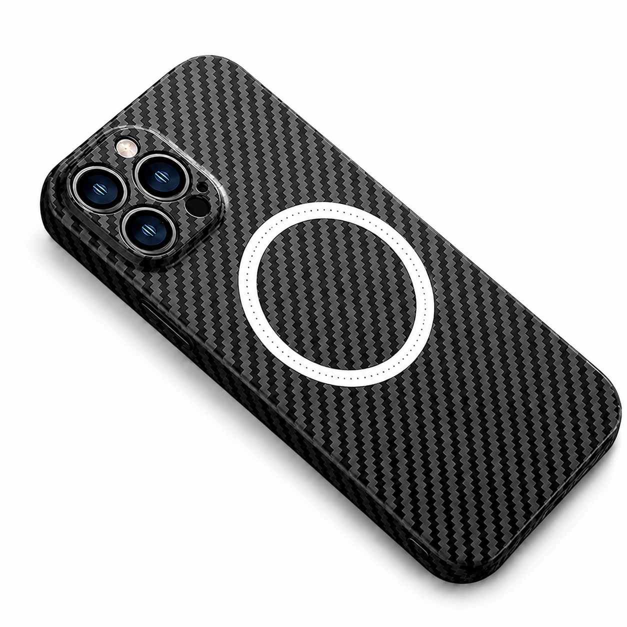 Premium iPhone Case MagSafe Compatible Carbon Fiber Magnetic Protective Cover Shockproof Slim Lightweight Camera Protection Anti Scratch Design