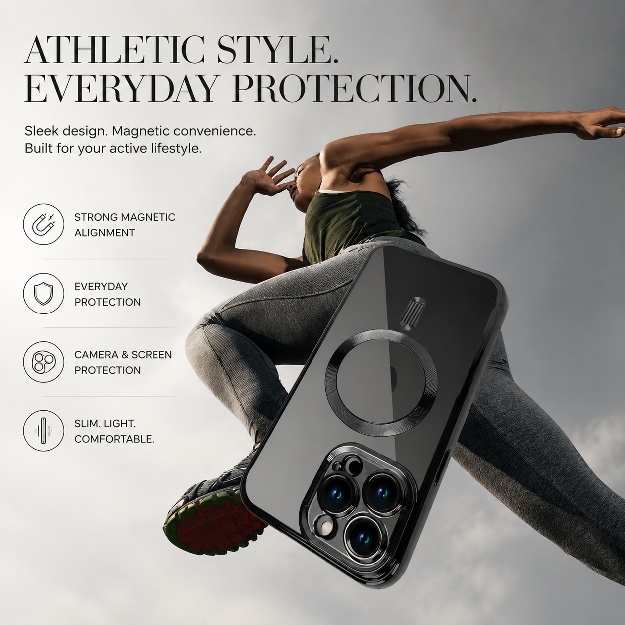 Premium iPhone Case MagSafe Compatible Clear Protective Cover Magnetic Wireless Charging Camera Lens Protection Anti Fingerprint Scratch Resistant Full Coverage