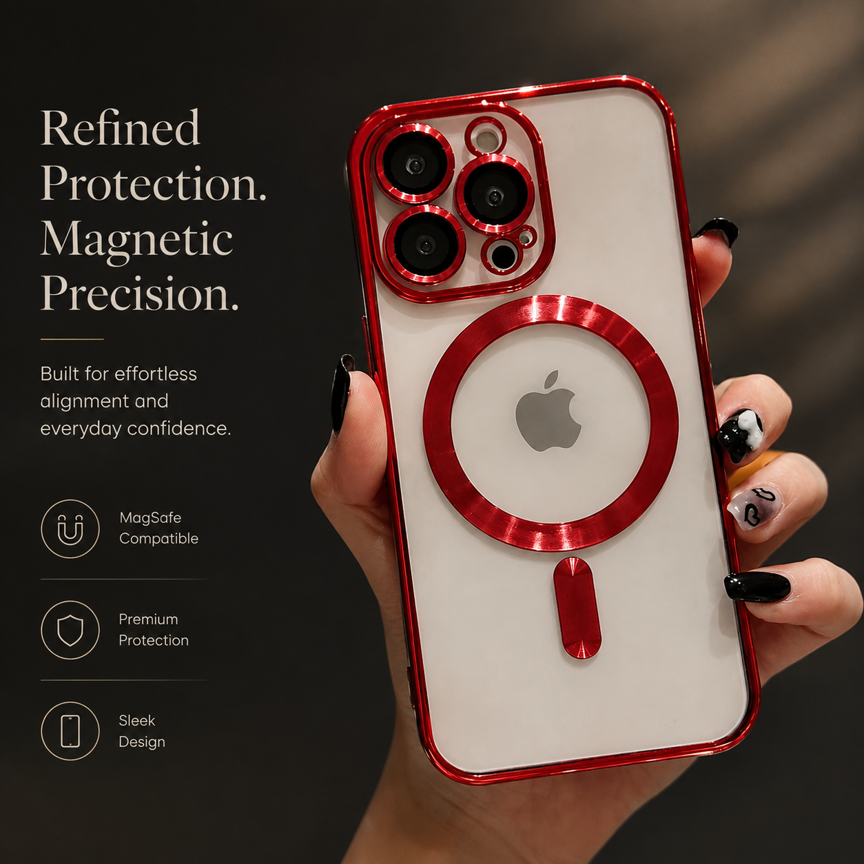 Premium iPhone Case MagSafe Compatible Clear Protective Cover Magnetic Wireless Charging Camera Lens Protection Anti Fingerprint Scratch Resistant Full Coverage