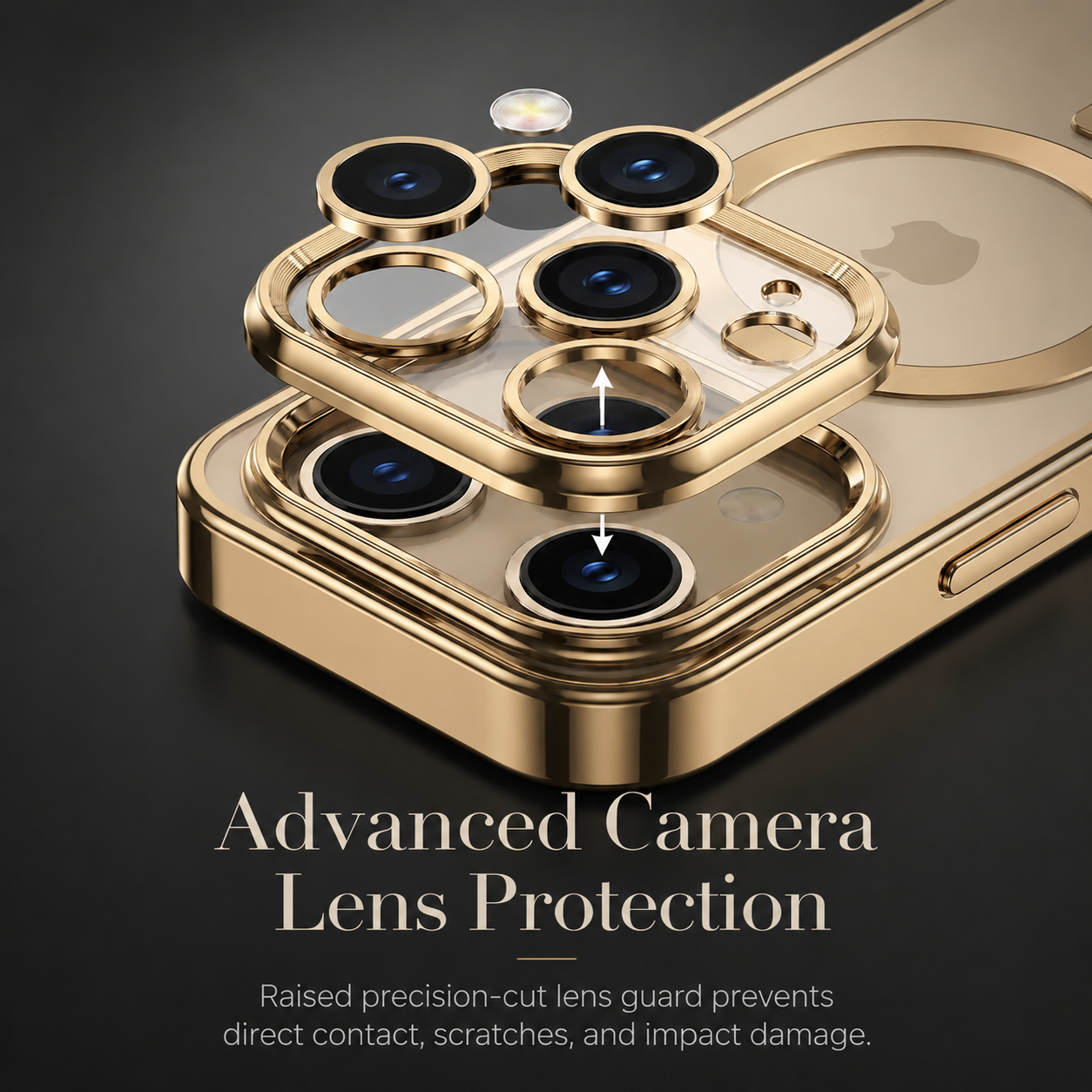 Premium iPhone Case MagSafe Compatible Clear TPU Cover Desert Gold Finish Shockproof Protective Case Camera Lens Protection Wireless Charging Slim Design