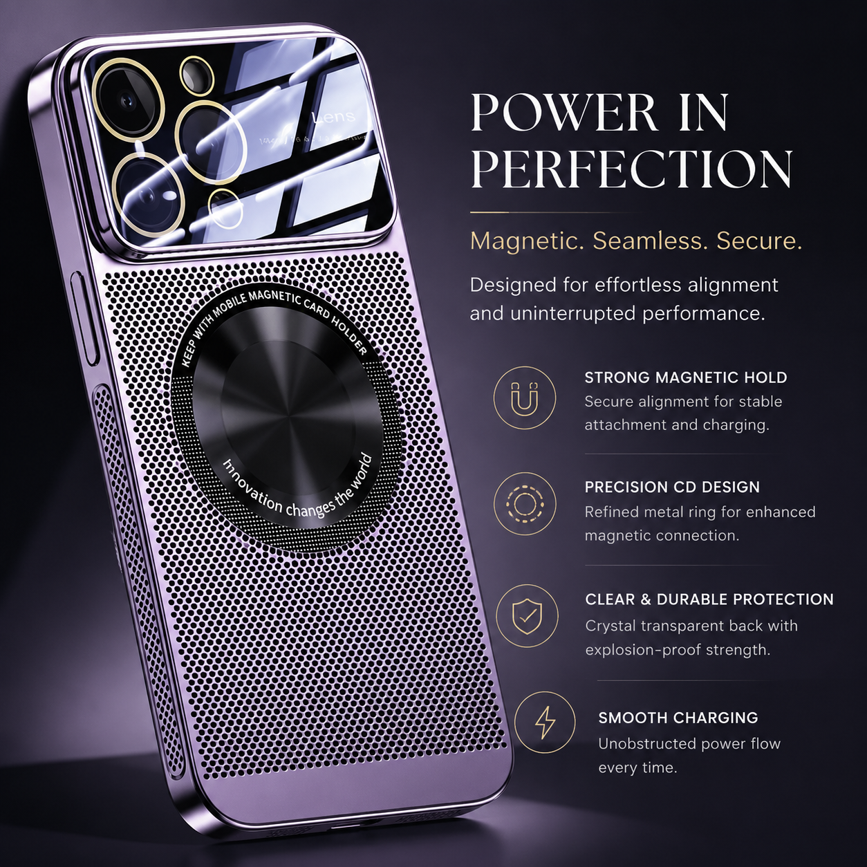Premium iPhone Case MagSafe Compatible Cooling Mesh Cover Shockproof Magnetic Protective Case Camera Lens Screen Protection Ultra Thin Design