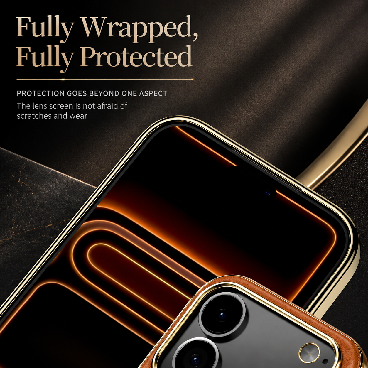 Premium iPhone Case MagSafe Compatible Cowhide Leather Cover with 360° Rotating Ring Holder Camera Lens Protection Shockproof PC TPU Slim Design Style