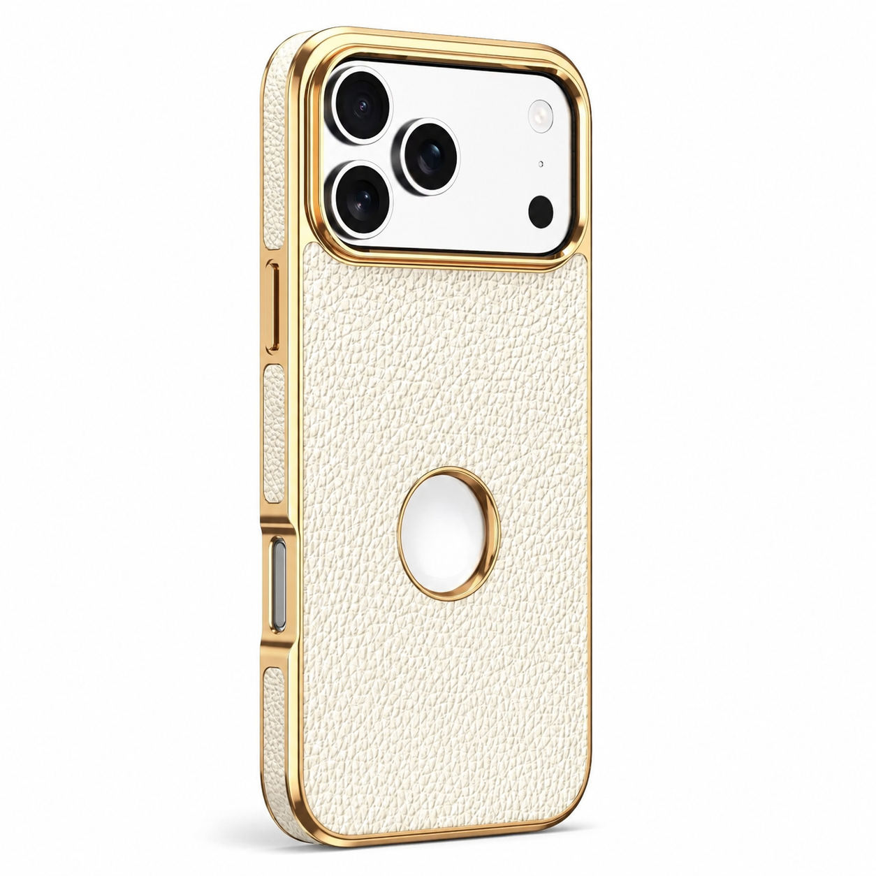 Premium iPhone Case MagSafe Compatible Cowhide Leather Cover with Lychee Texture Slim Protective Design Anti Fingerprint Non Slip Grip Durable Finish