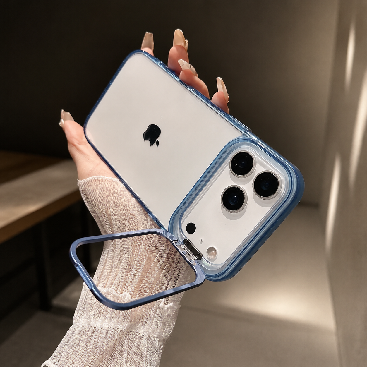 Premium iPhone Case MagSafe Compatible Crystal Clear PC Bumper with Camera Lens Stand Shockproof TPU Protective Cover Anti Scratch Slim Design