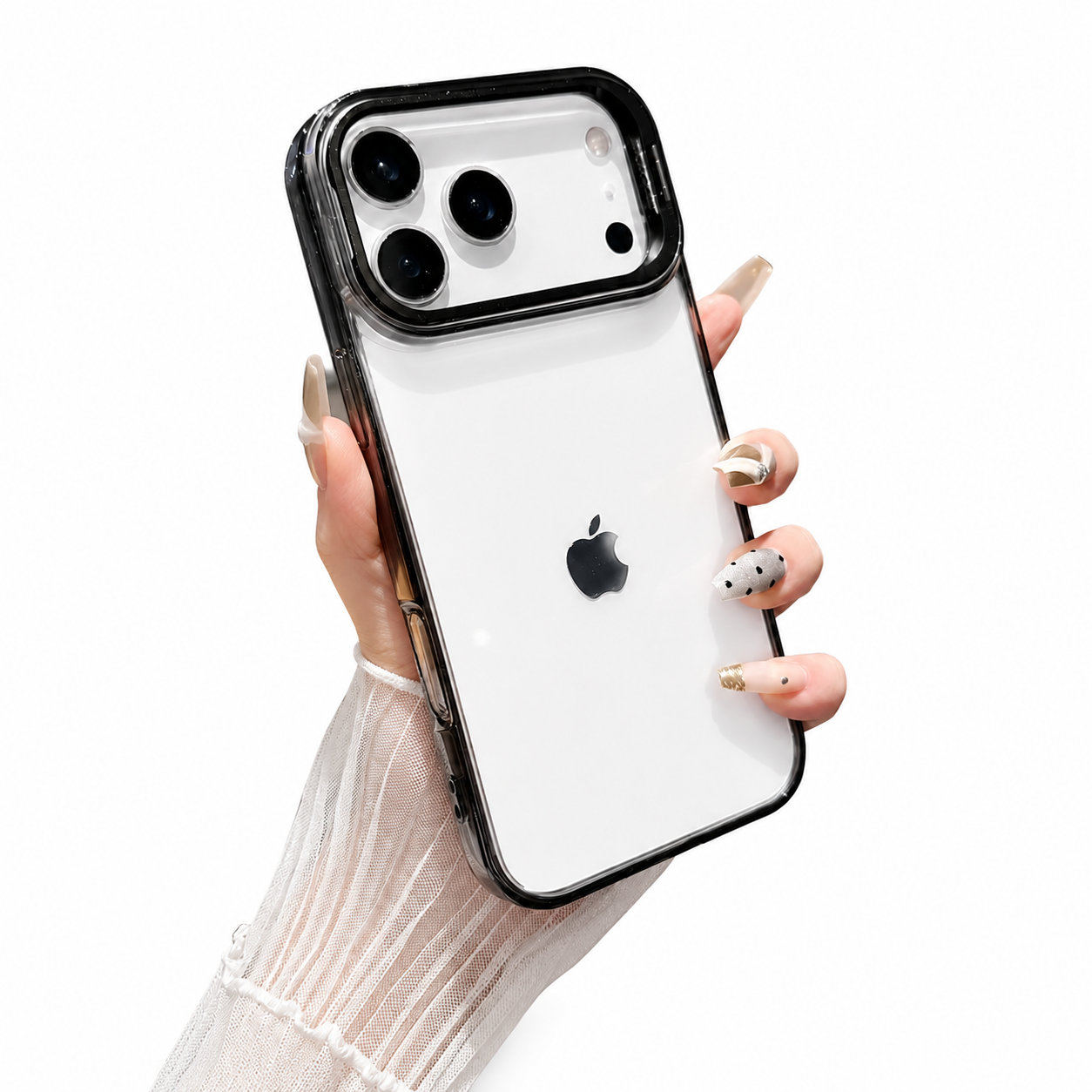 Premium iPhone Case MagSafe Compatible Crystal Clear PC Bumper with Camera Lens Stand Shockproof TPU Protective Cover Anti Scratch Slim Design