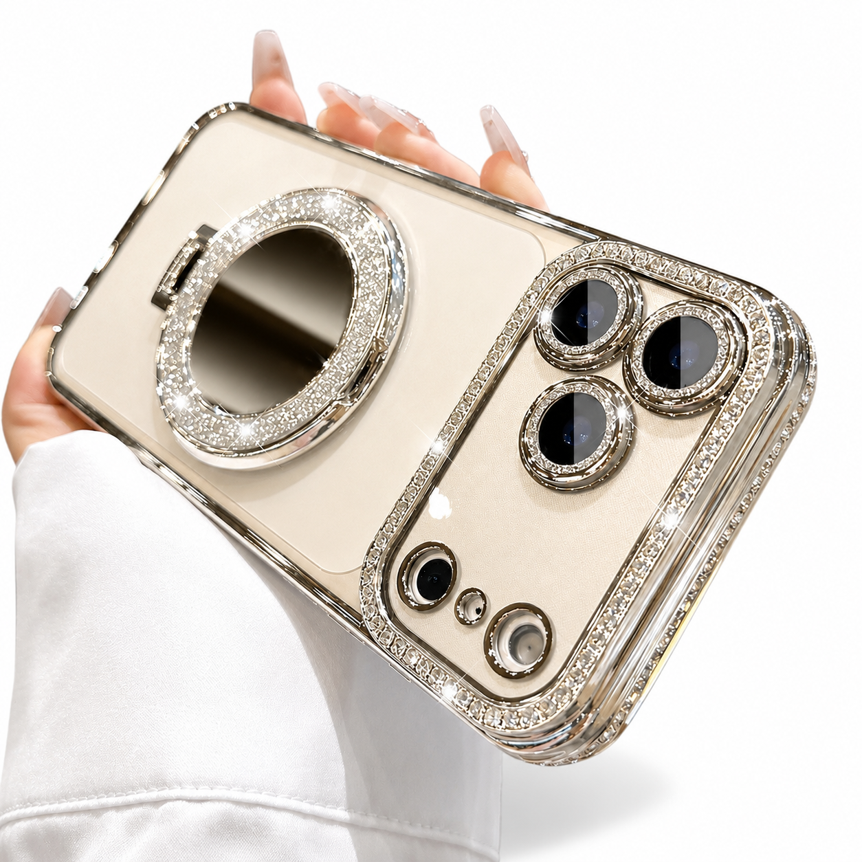 Premium iPhone Case MagSafe Compatible Diamond Mirror Glitter Protective Cover Transparent Shockproof Camera Protection Anti Scratch Slim Design