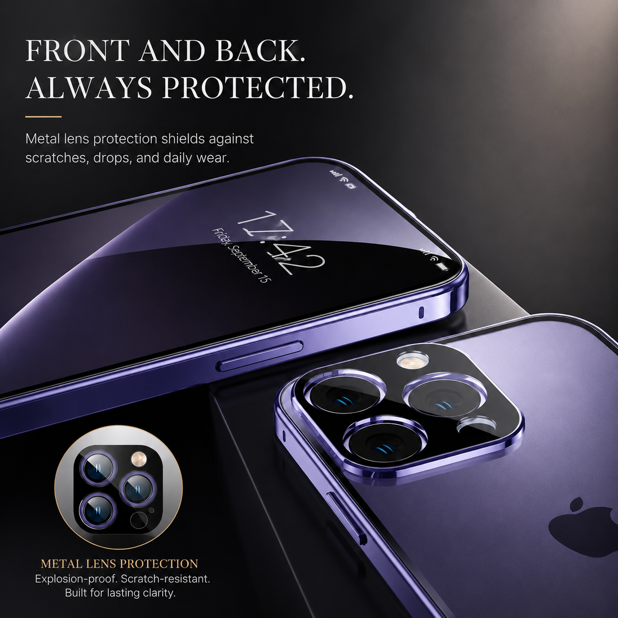 Premium iPhone Case MagSafe Compatible Double-Sided Tempered Glass Protective Cover Magnetic Metal Frame Full Body Shockproof Clear Protection Design