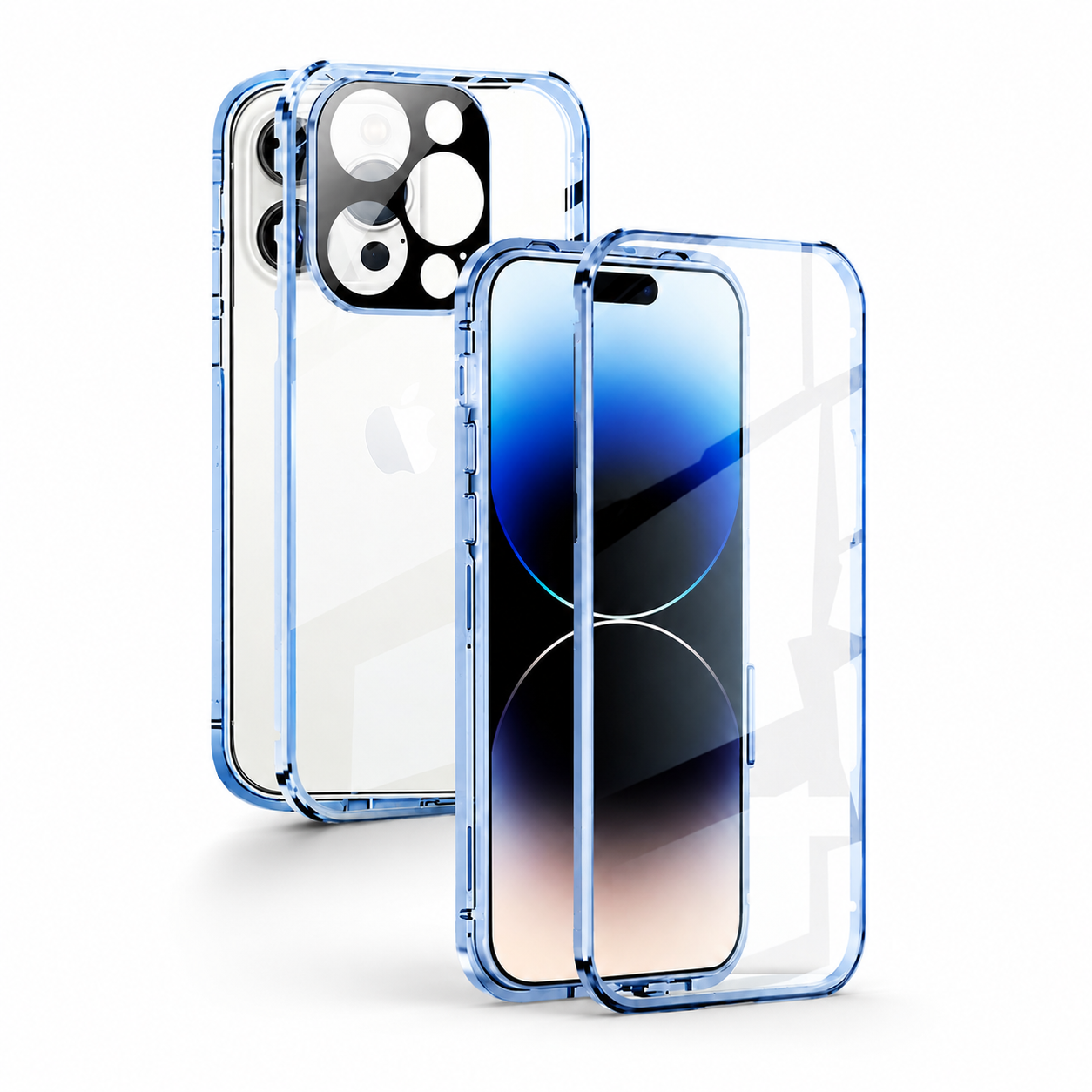 Premium iPhone Case MagSafe Compatible Double-Sided Tempered Glass Protective Cover Magnetic Metal Frame Full Body Shockproof Clear Protection Design