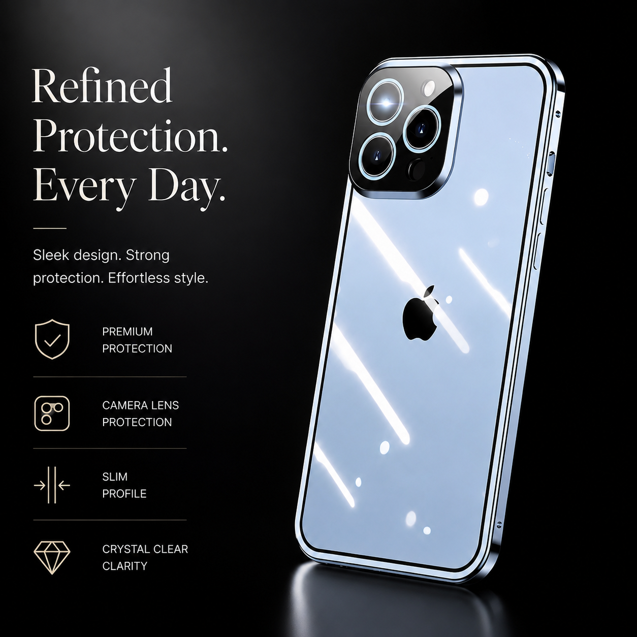 Premium iPhone Case MagSafe Compatible Double-Sided Tempered Glass Protective Cover Magnetic Metal Frame Full Body Shockproof Clear Protection Design