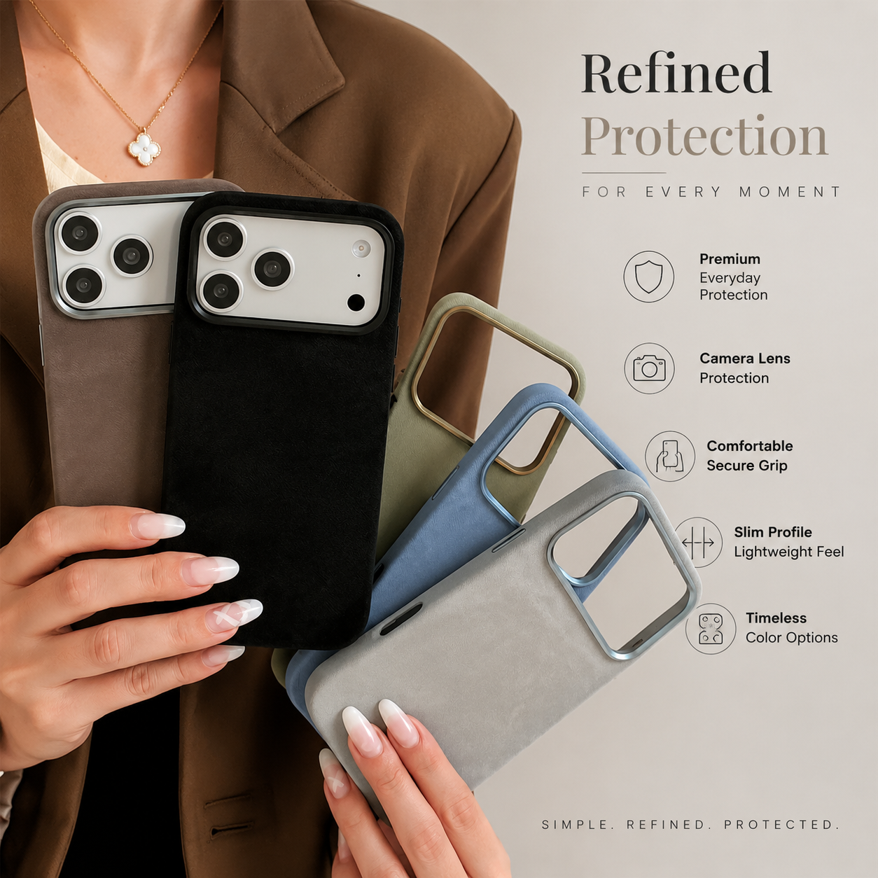 Premium iPhone Case MagSafe Compatible Fiber Leather Cover Invisible Magnetic Charging Matte Anti Fingerprint Shockproof Slim Non Slip Design