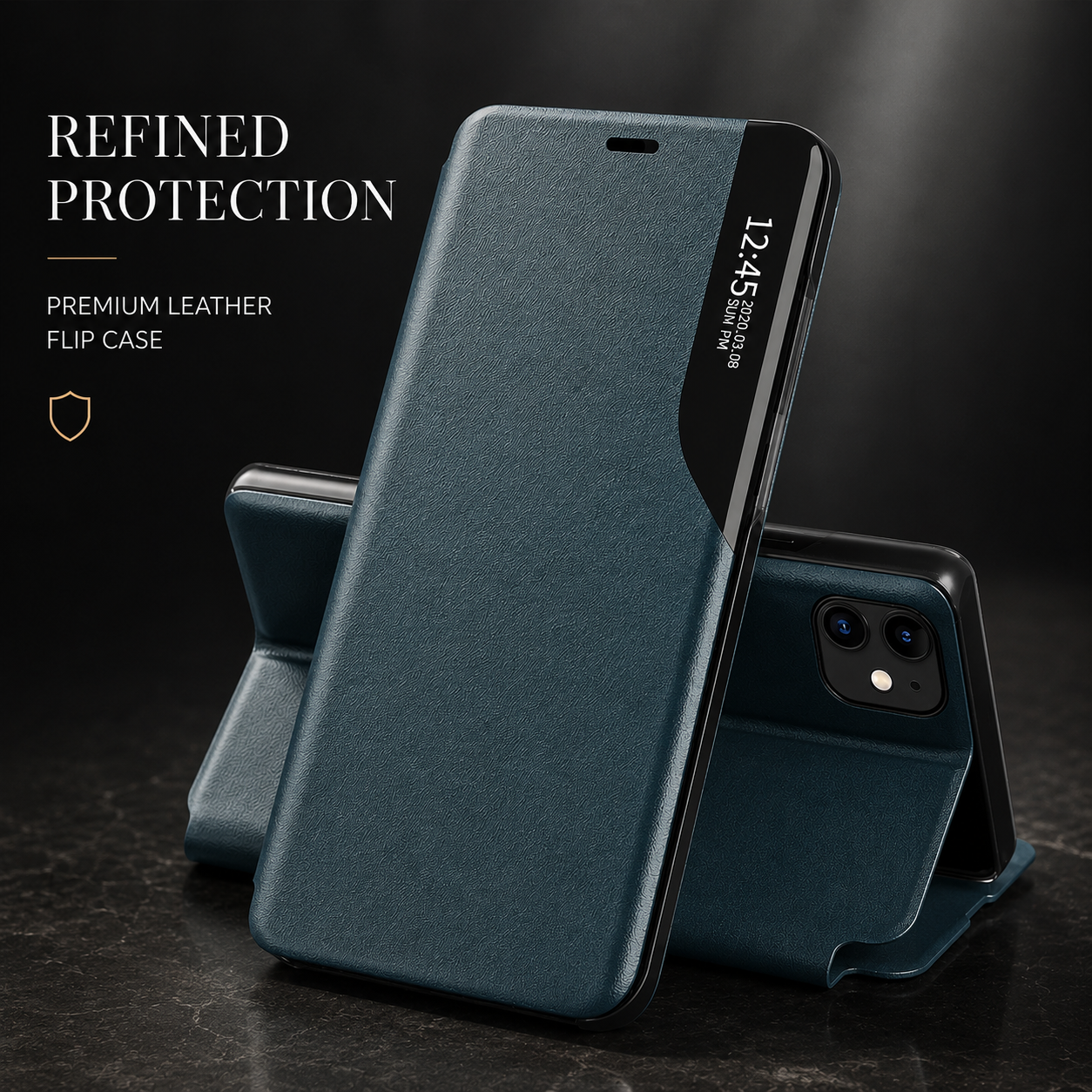 Premium iPhone Case MagSafe Compatible Flip Wallet Protective Cover PU Leather Card Holder Magnetic Closure Kickstand Shockproof Full Body Protection Design