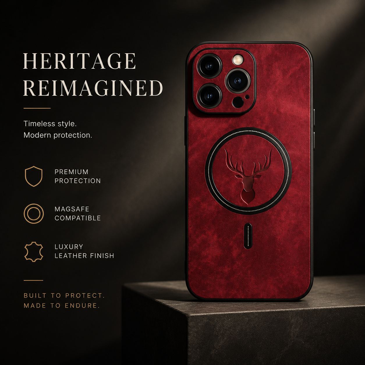Premium iPhone Case MagSafe Compatible Genuine Deer Leather Protective Cover Shockproof Slim Anti Scratch Camera Protection Luxury Lightweight Design