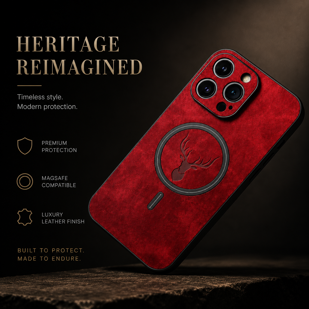 Premium iPhone Case MagSafe Compatible Genuine Deer Leather Protective Cover Shockproof Slim Anti Scratch Camera Protection Luxury Lightweight Design