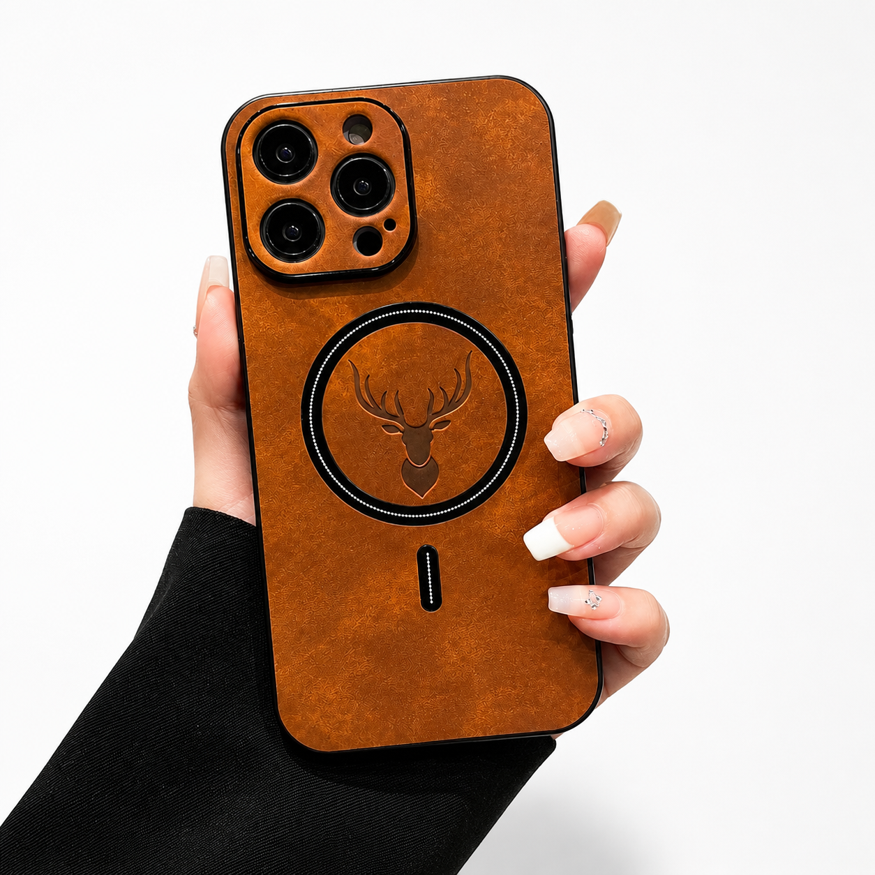 Premium iPhone Case MagSafe Compatible Genuine Deer Leather Protective Cover Shockproof Slim Anti Scratch Camera Protection Luxury Lightweight Design