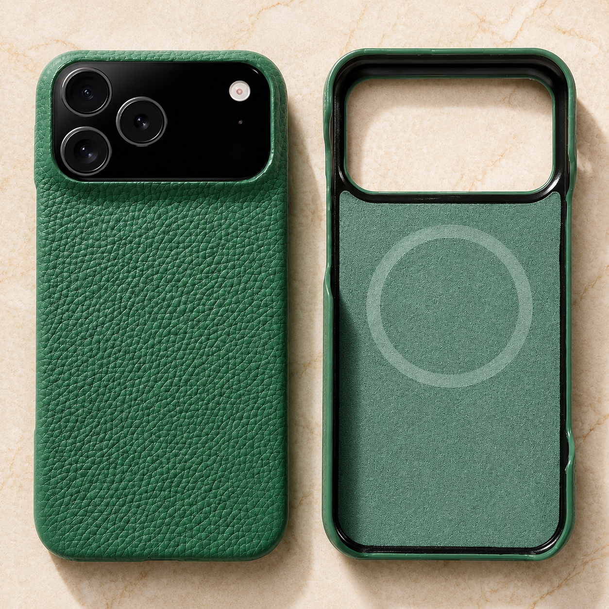 Premium iPhone Case MagSafe Compatible Genuine Leather Protective Cover Magnetic Camera Lens Protection Anti Scratch Slim Full Coverage
