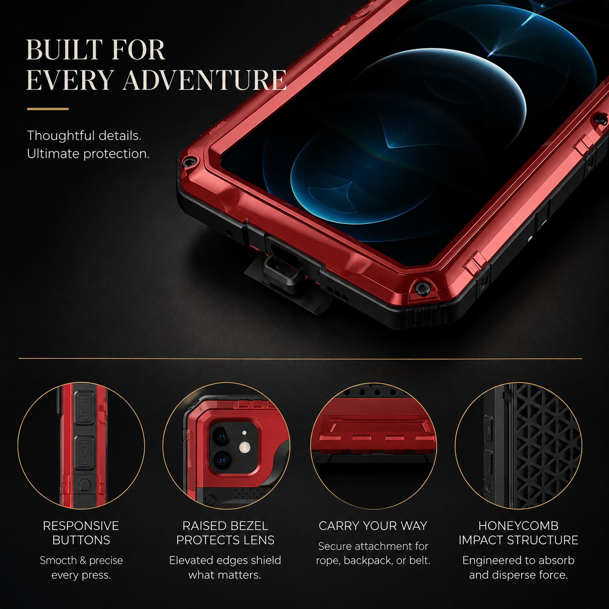 Premium iPhone Case MagSafe Compatible IP68 Waterproof Metal Armor Cover Shockproof Heavy Duty Protective Frame Camera Lens Screen Protection Full Coverage Design