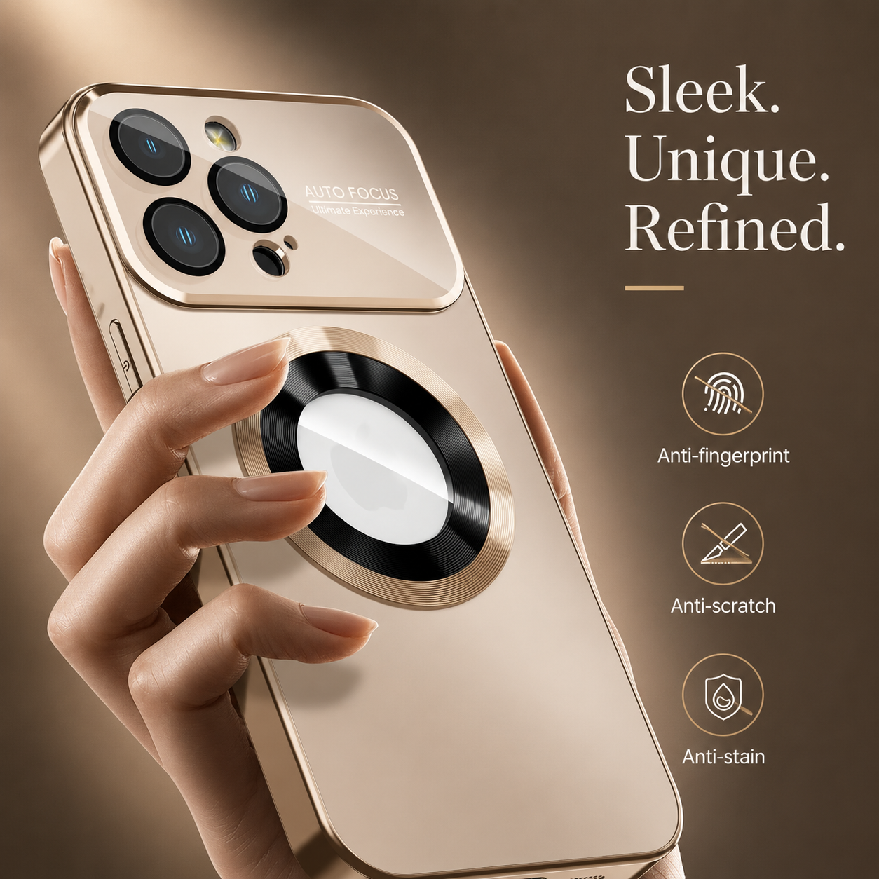 Premium iPhone Case MagSafe Compatible Large Window PC TPU Cover Lens Protection Shockproof Anti Fingerprint Non Slip Half Wrapped Slim Design