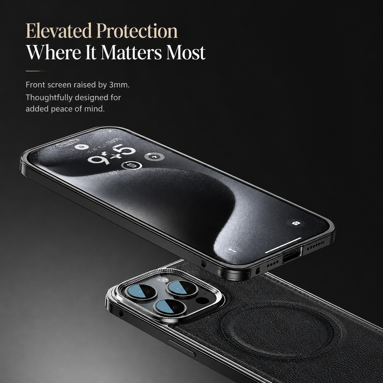 Premium iPhone Case MagSafe Compatible Leather Backplate Aluminum Alloy Frame Shockproof Protective Cover Wireless Charging Slim Luxury Design