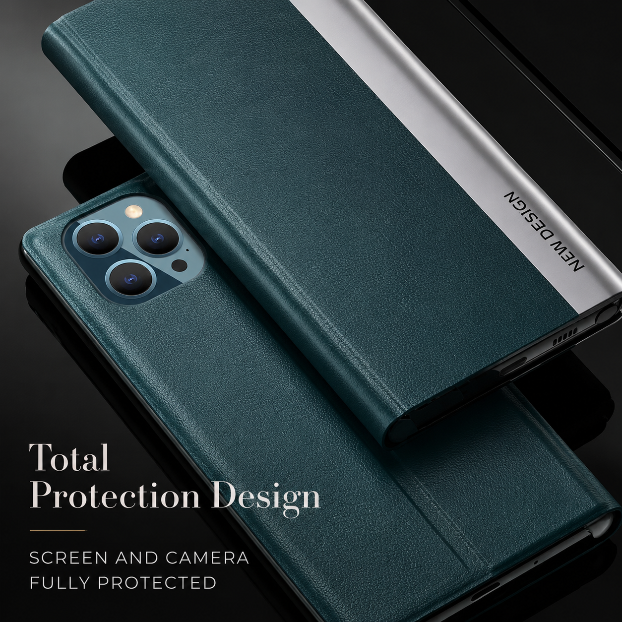 Premium iPhone Case MagSafe Compatible Leather Flip Wallet Cover Card Holder Stand Magnetic Shockproof Protective Case Screen Protection Slim Design