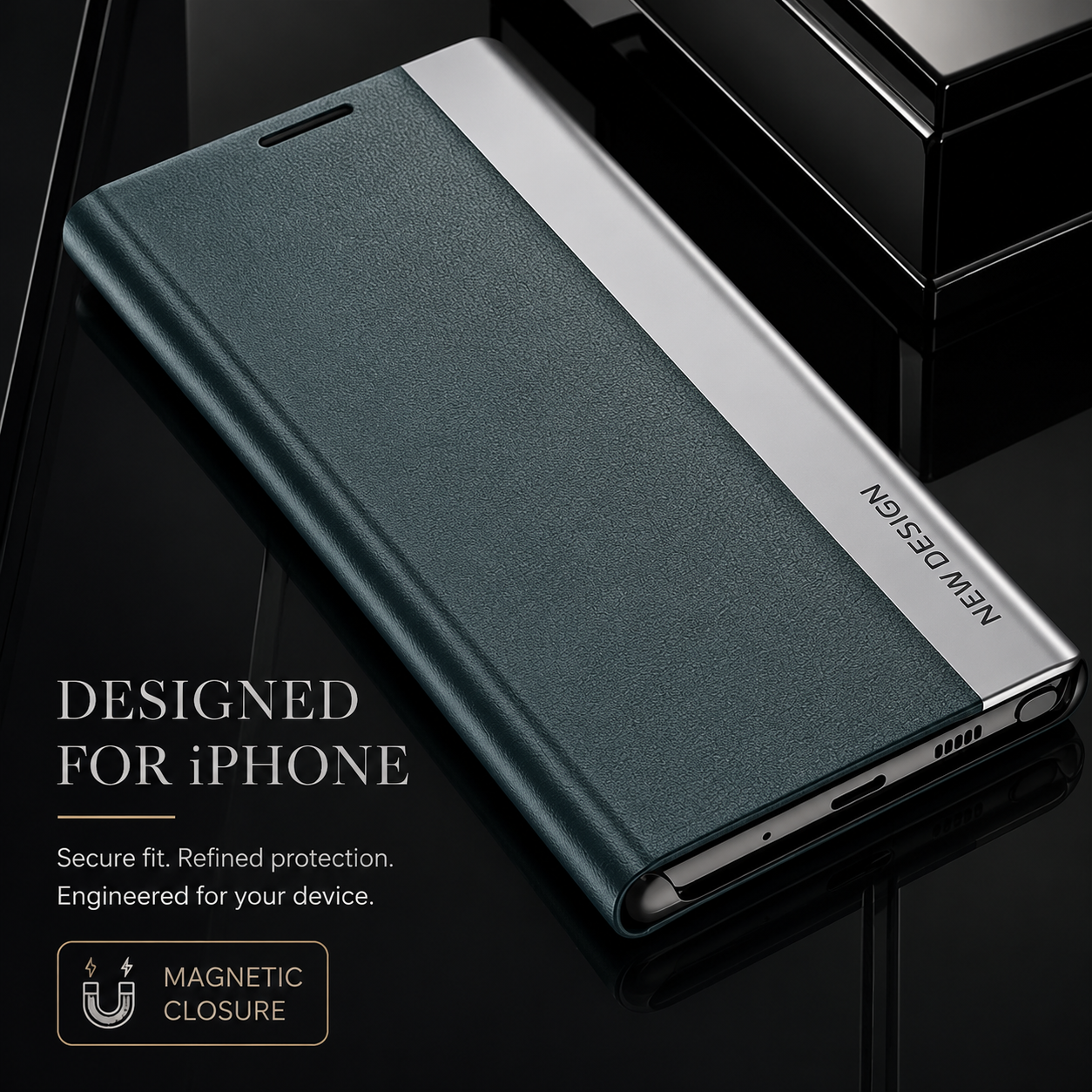 Premium iPhone Case MagSafe Compatible Leather Flip Wallet Cover Card Holder Stand Magnetic Shockproof Protective Case Screen Protection Slim Design