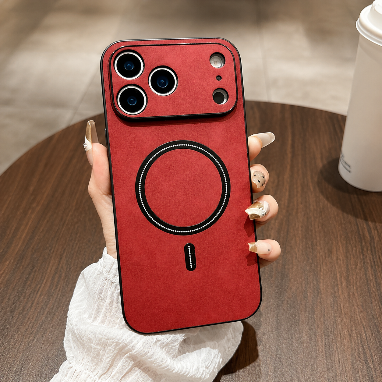 Premium iPhone Case MagSafe Compatible Leather Shockproof Protective Cover Magnetic Wireless Charging Slim Full Coverage Camera Lens Protection Anti Scratch
