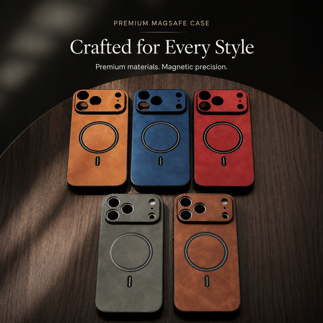 Premium iPhone Case MagSafe Compatible Leather Shockproof Protective Cover Magnetic Wireless Charging Slim Full Coverage Camera Lens Protection Anti Scratch