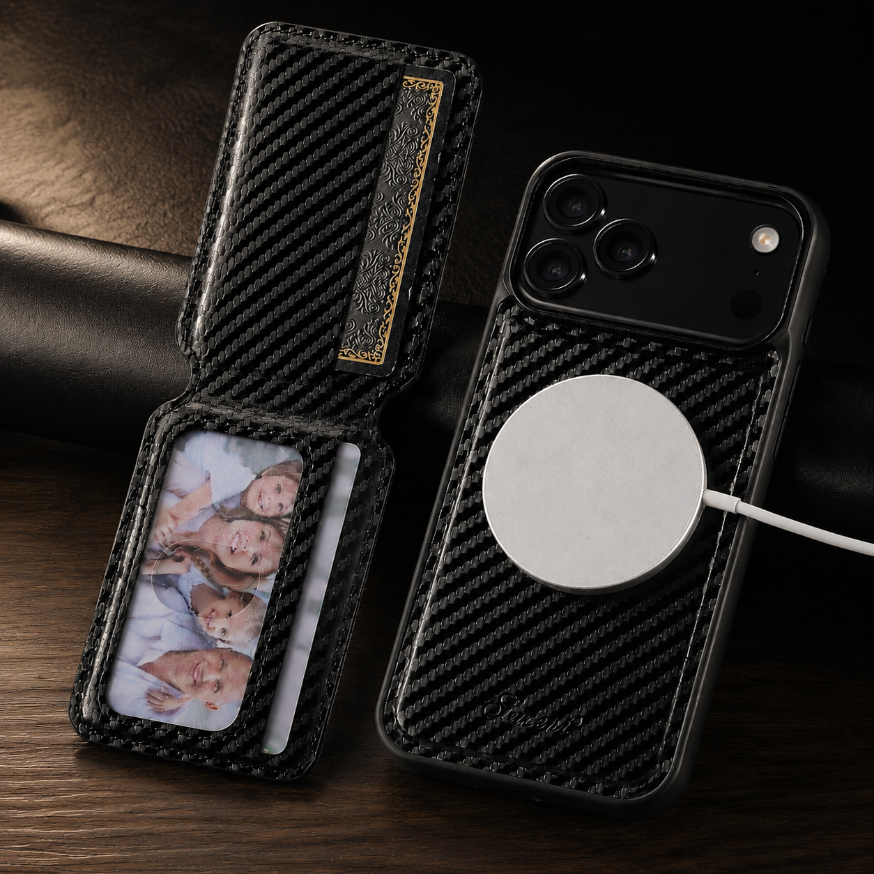Premium iPhone Case MagSafe Compatible Leather Wallet Cover Card Holder Stand Shockproof Protective Design Magnetic Wireless Charging Slim Durable