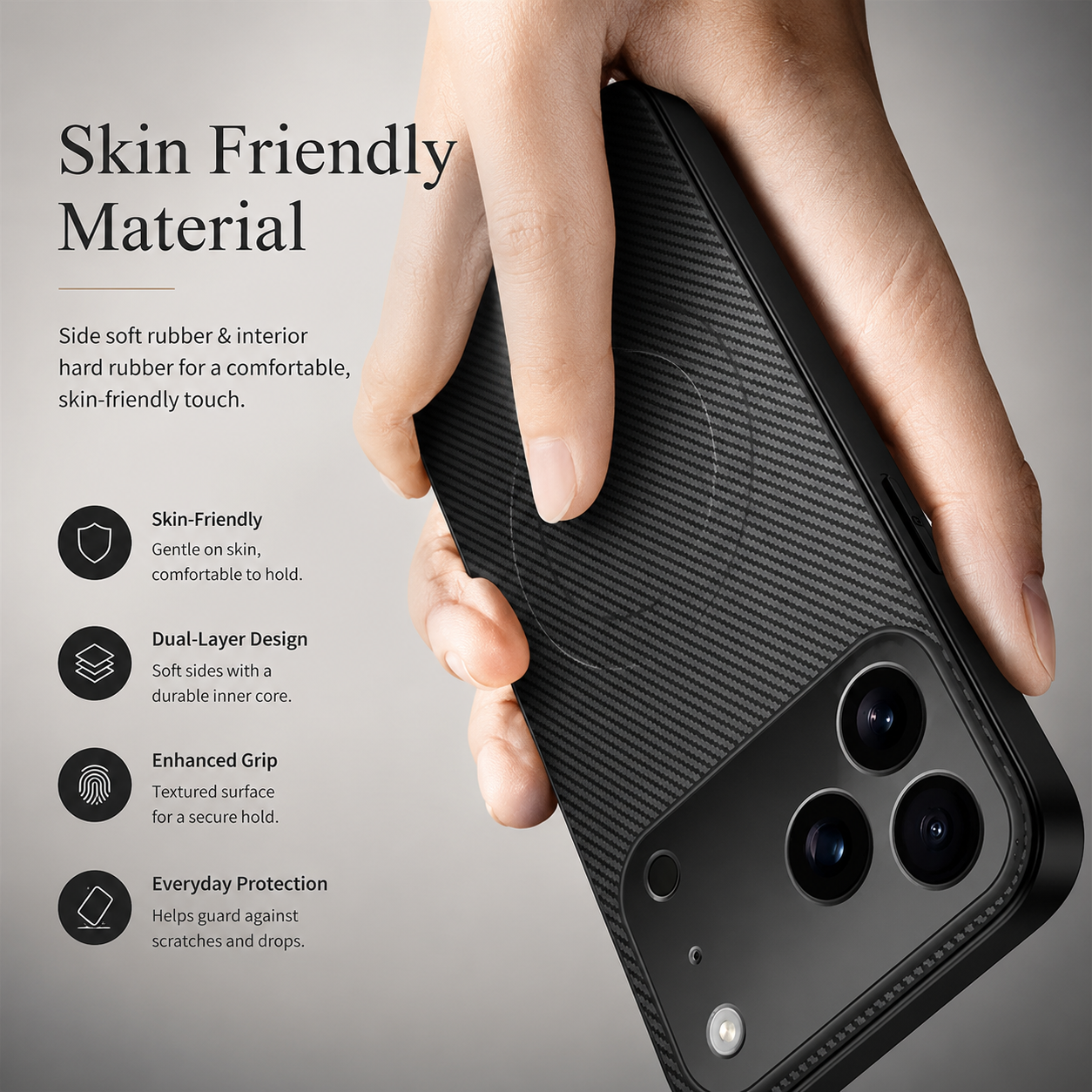 Premium iPhone Case MagSafe Compatible Luxury Carbon Fiber Leather Protective Cover Ultra Thin Magnetic Wireless Charging Shockproof Slim Full Coverage