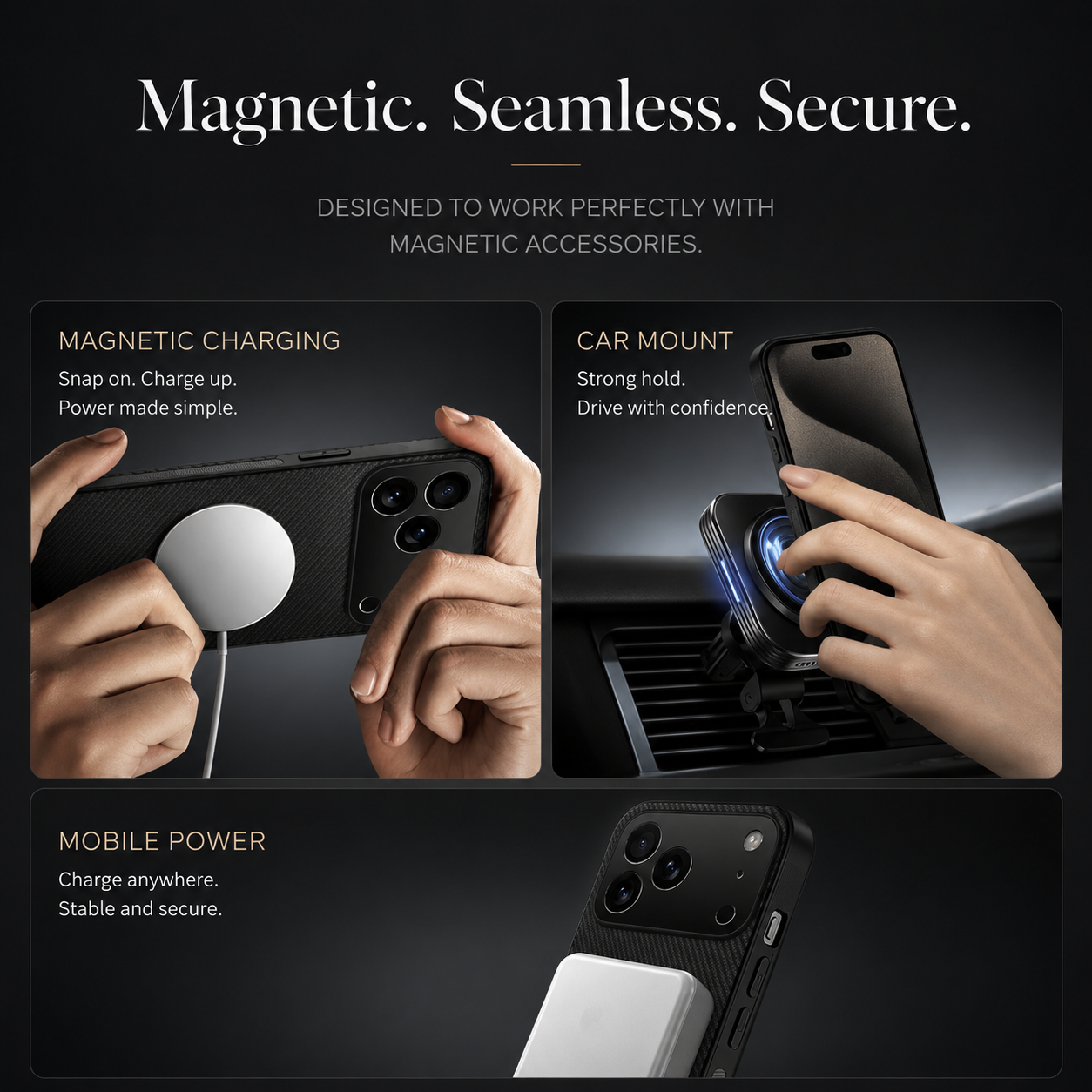Premium iPhone Case MagSafe Compatible Luxury Carbon Fiber Leather Protective Cover Ultra Thin Magnetic Wireless Charging Shockproof Slim Full Coverage