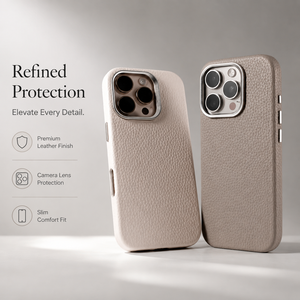 Premium iPhone Case MagSafe Compatible Luxury Lychee Leather Protective Cover Magnetic Shockproof Alloy Lens Protection Anti Scratch Full Coverage