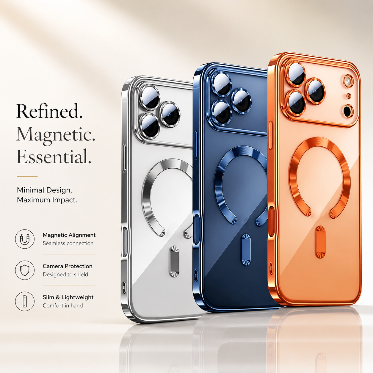 Premium iPhone Case MagSafe Compatible Luxury Plating Clear Back Shockproof Bumper Cover Magnetic Wireless Charging Anti Scratch Slim Full Coverage