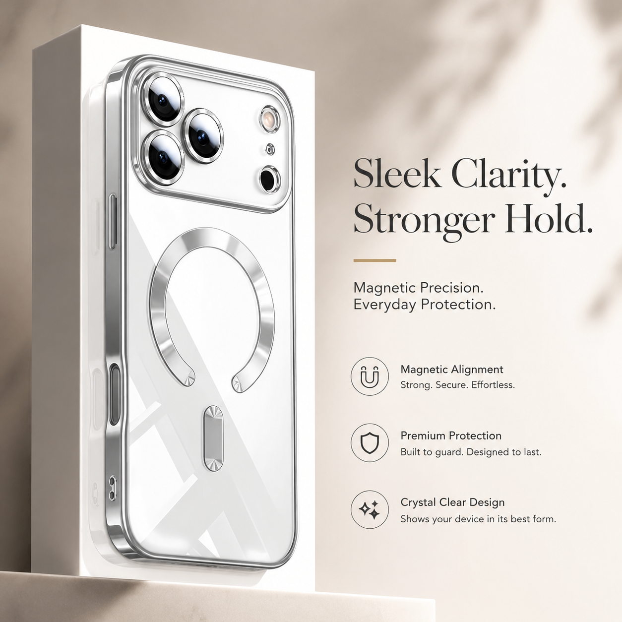 Premium iPhone Case MagSafe Compatible Luxury Plating Clear Back Shockproof Bumper Cover Magnetic Wireless Charging Anti Scratch Slim Full Coverage