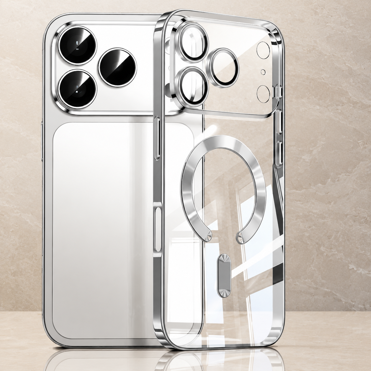 Premium iPhone Case MagSafe Compatible Luxury Plating Clear Back Shockproof Bumper Cover Magnetic Wireless Charging Anti Scratch Slim Full Coverage