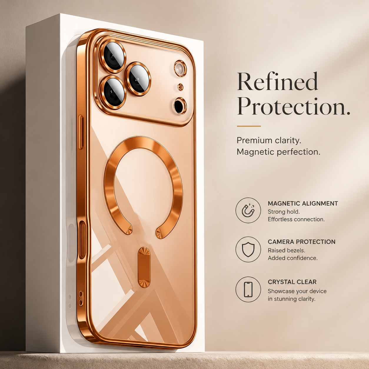 Premium iPhone Case MagSafe Compatible Luxury Plating Clear Back Shockproof Bumper Cover Magnetic Wireless Charging Anti Scratch Slim Full Coverage