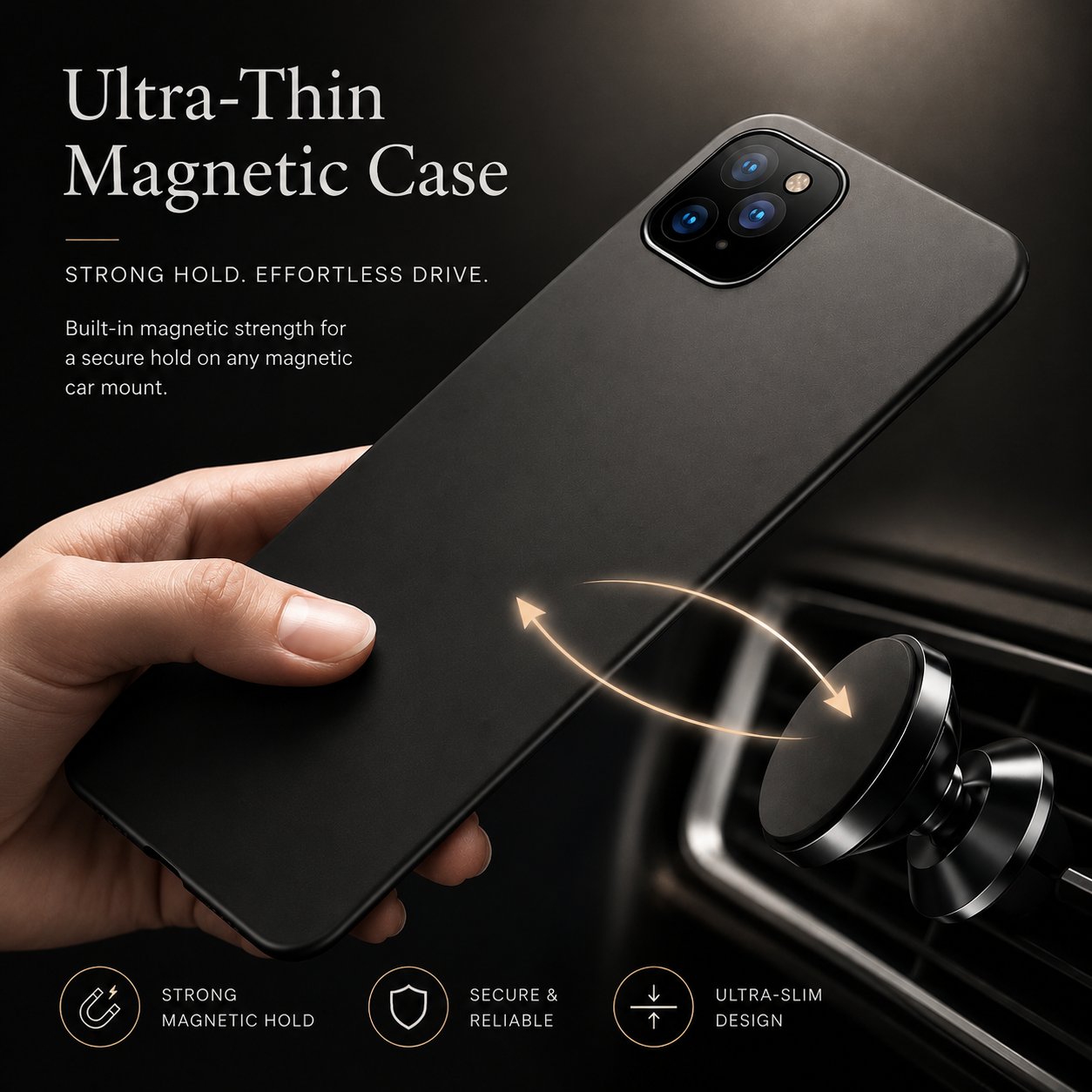 Premium iPhone Case MagSafe Compatible Magnetic Car Mount Protective Cover Ultra Thin Shockproof Matte Anti Scratch Camera Protection Lightweight Design