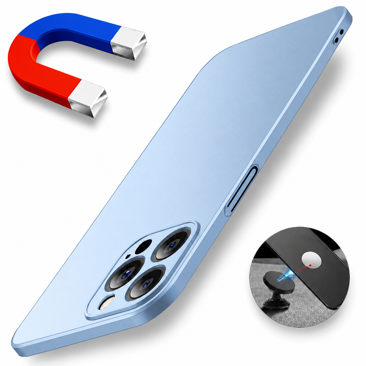 Premium iPhone Case MagSafe Compatible Magnetic Car Mount Protective Cover Ultra Thin Shockproof Matte Anti Scratch Camera Protection Lightweight Design