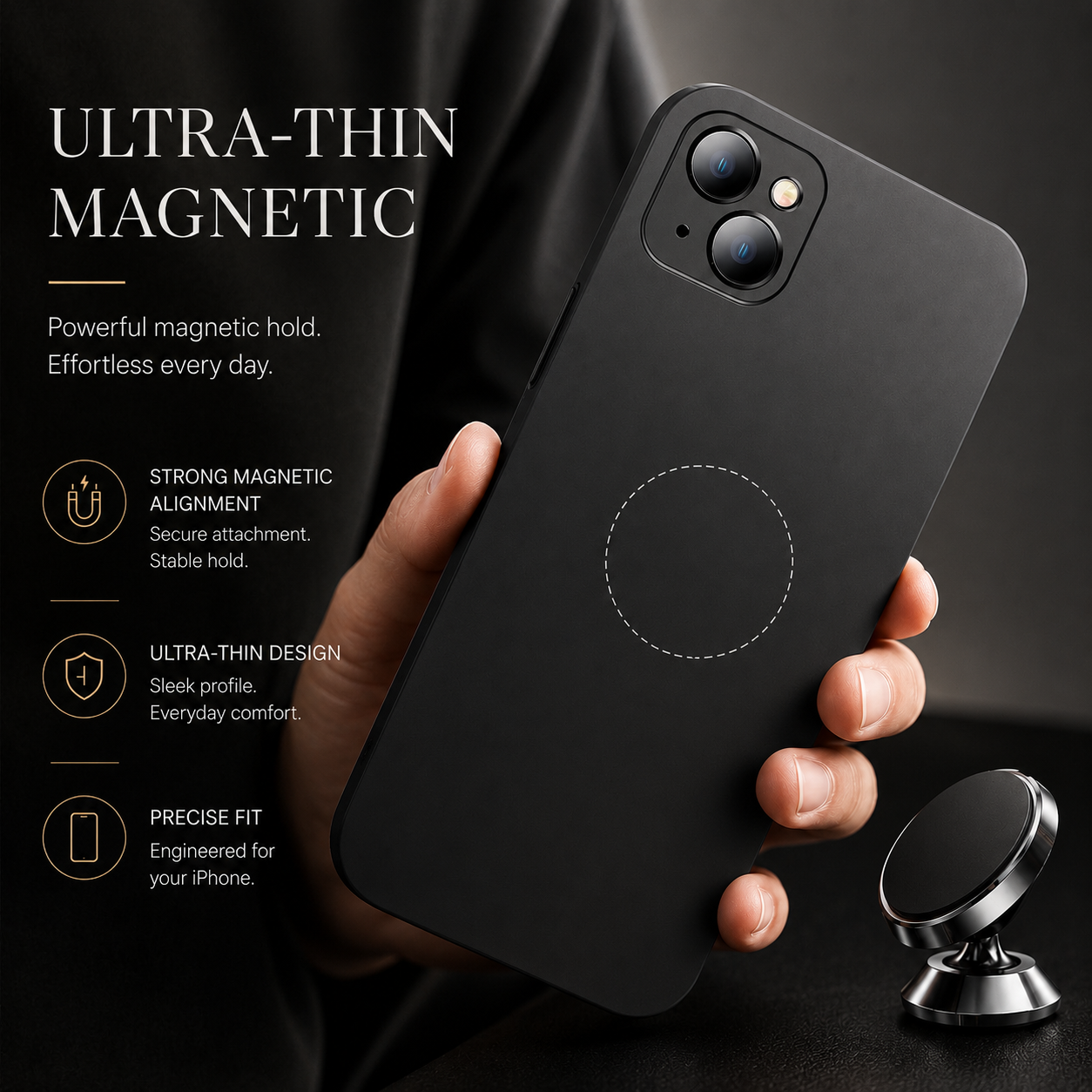 Premium iPhone Case MagSafe Compatible Magnetic Car Mount Protective Cover Ultra Thin Shockproof Matte Anti Scratch Camera Protection Lightweight Design