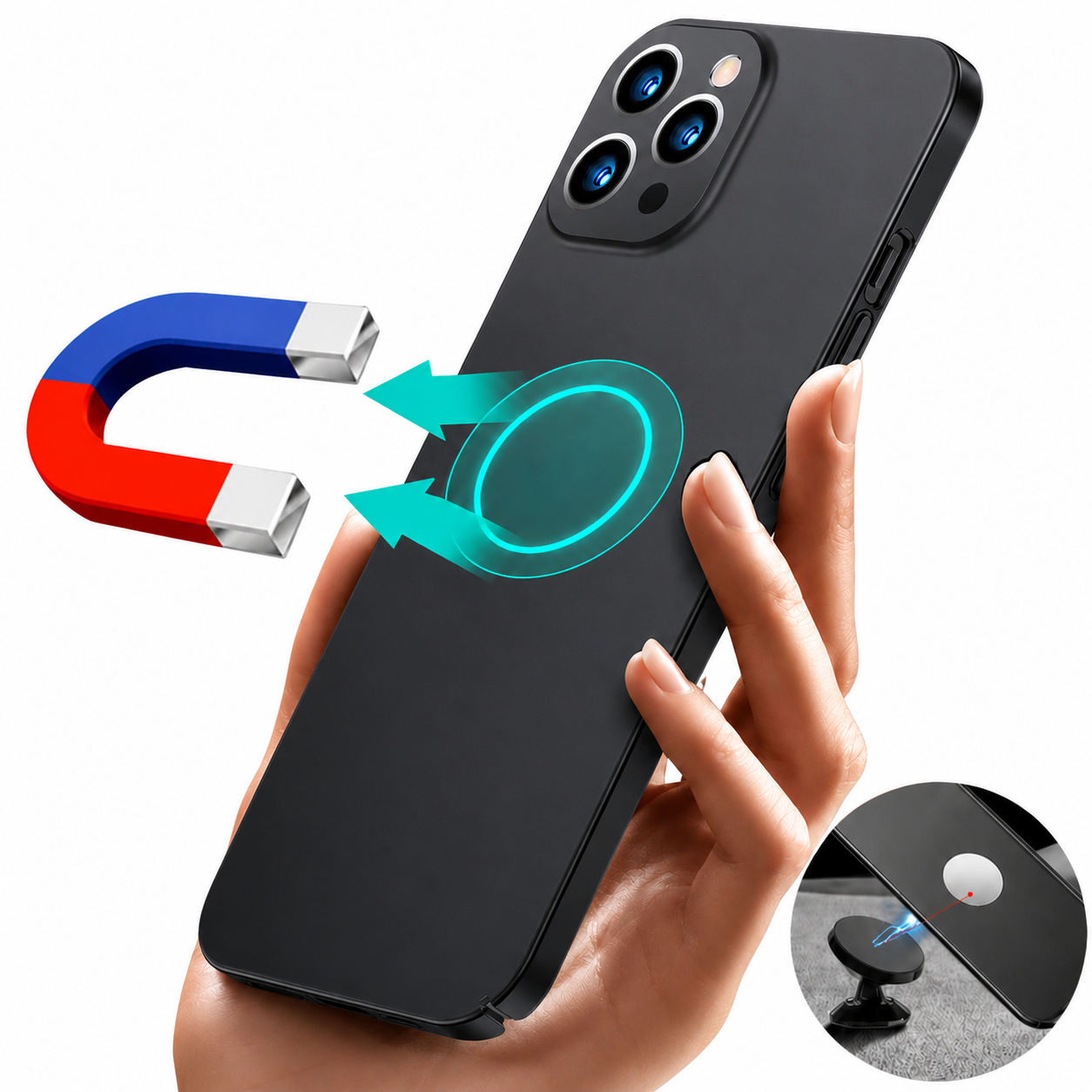 Premium iPhone Case MagSafe Compatible Magnetic Car Mount Protective Cover Ultra Thin Shockproof Matte Anti Scratch Camera Protection Lightweight Design