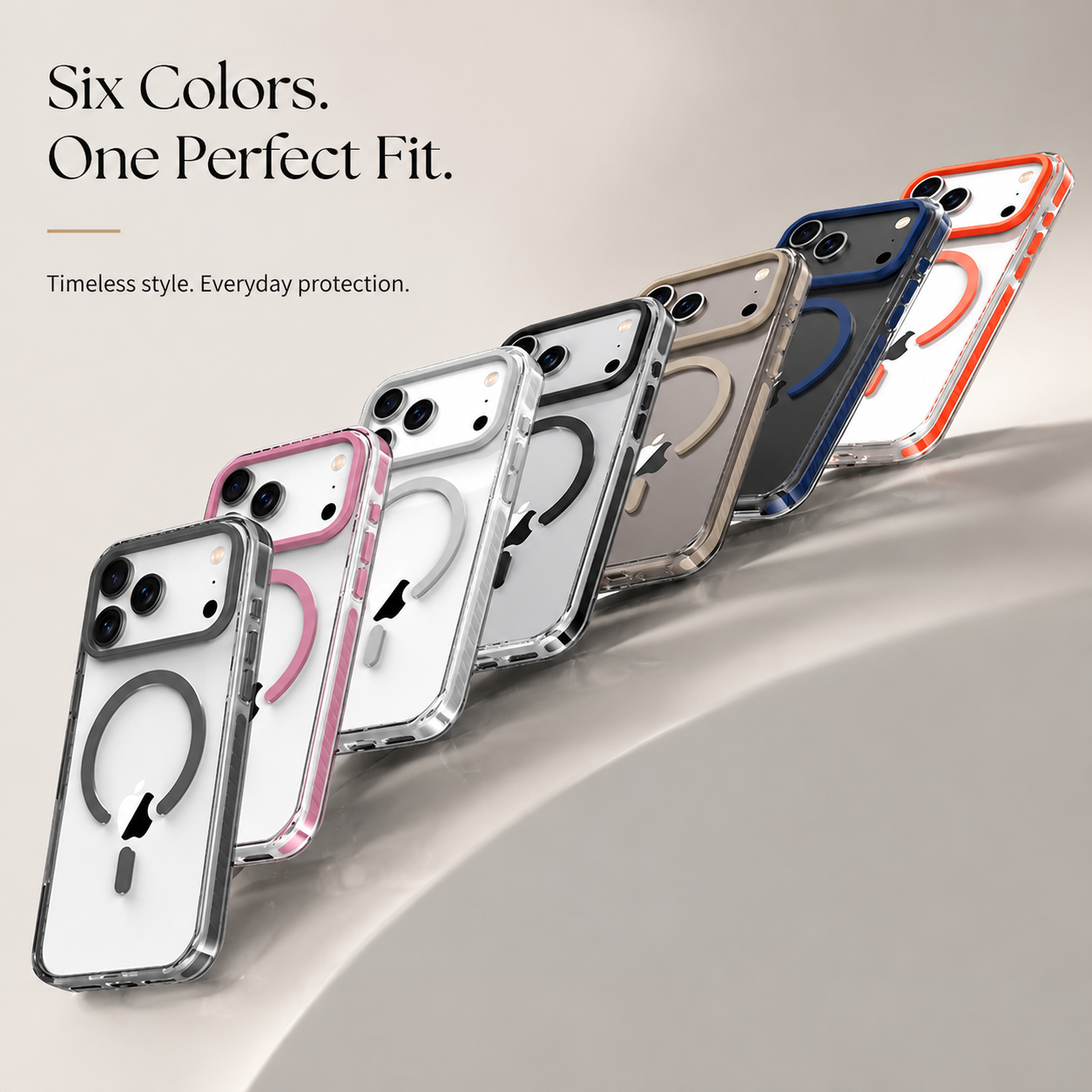 Premium iPhone Case MagSafe Compatible Magnetic Clear Cover PE Striped Border PC Back Camera Lens Protection Slim Full Coverage