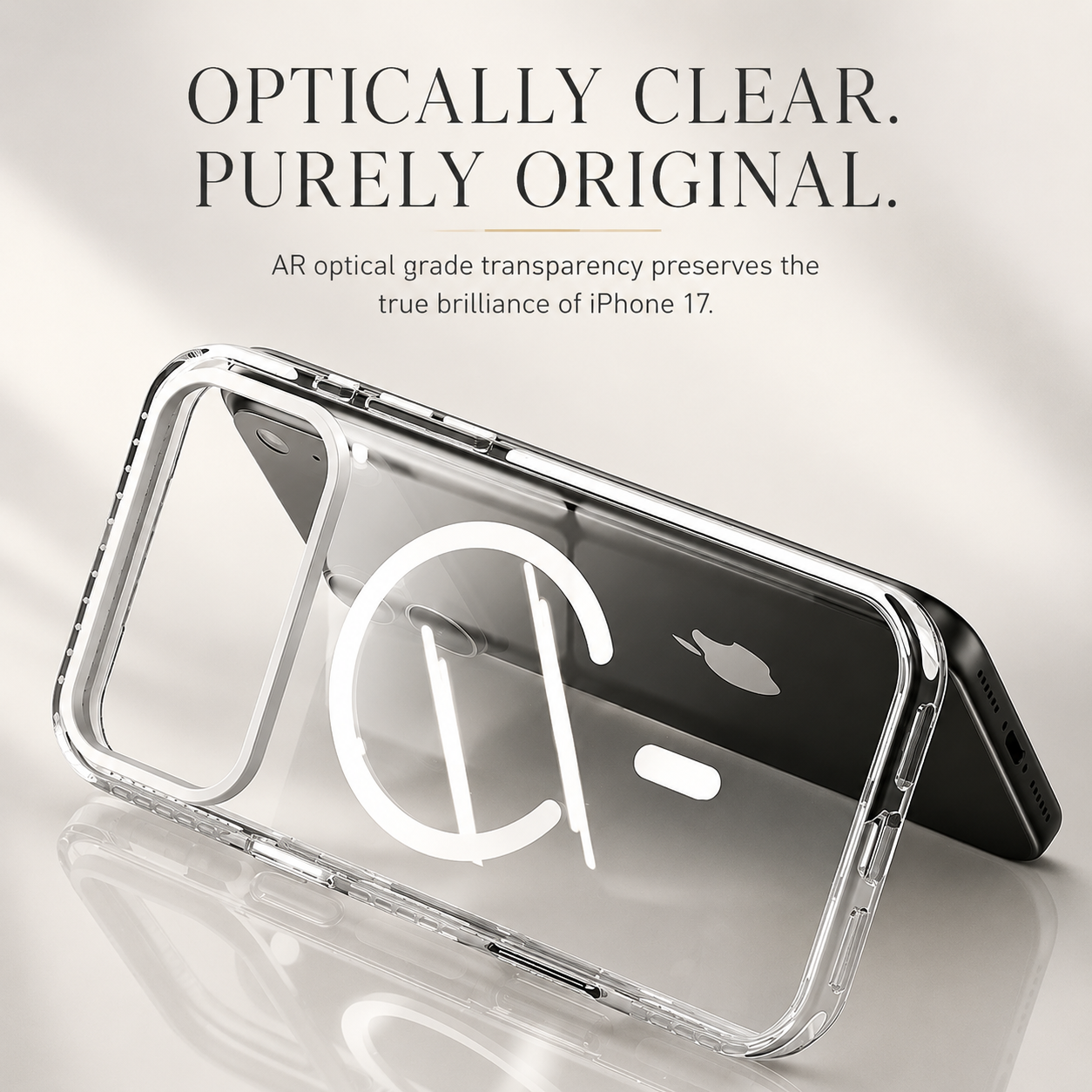 Premium iPhone Case MagSafe Compatible Magnetic Clear Cover PE Striped Border PC Back Camera Lens Protection Slim Full Coverage