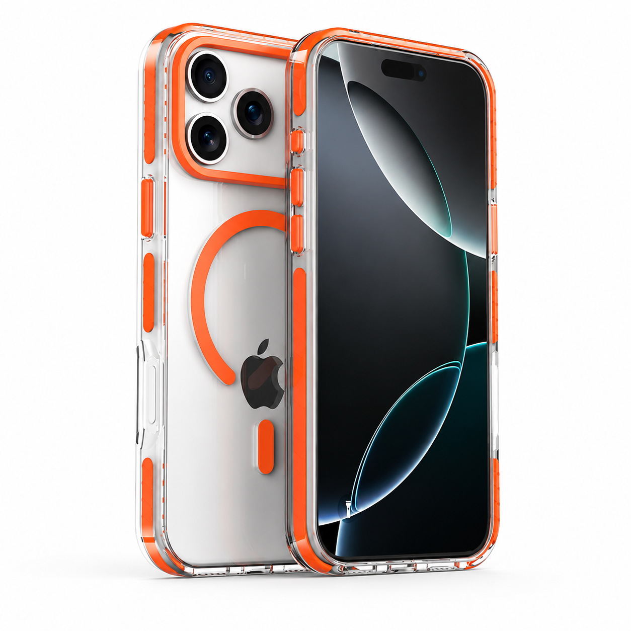 Premium iPhone Case MagSafe Compatible Magnetic Clear Cover PE Striped Border PC Back Camera Lens Protection Slim Full Coverage