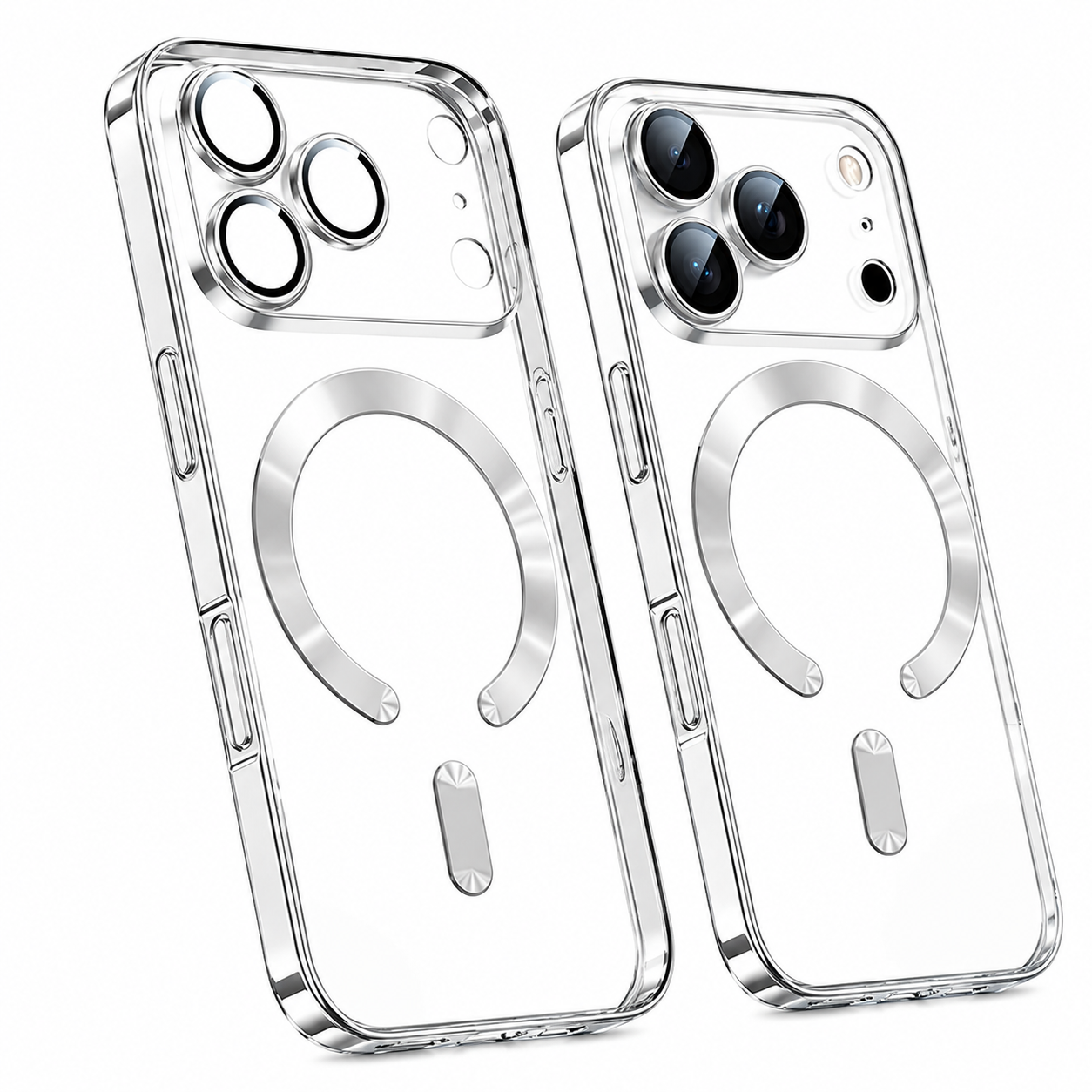 Premium iPhone Case MagSafe Compatible Magnetic Clear Protective Cover Shockproof Soft TPU Camera Lens Protection Slim Plated Full Coverage