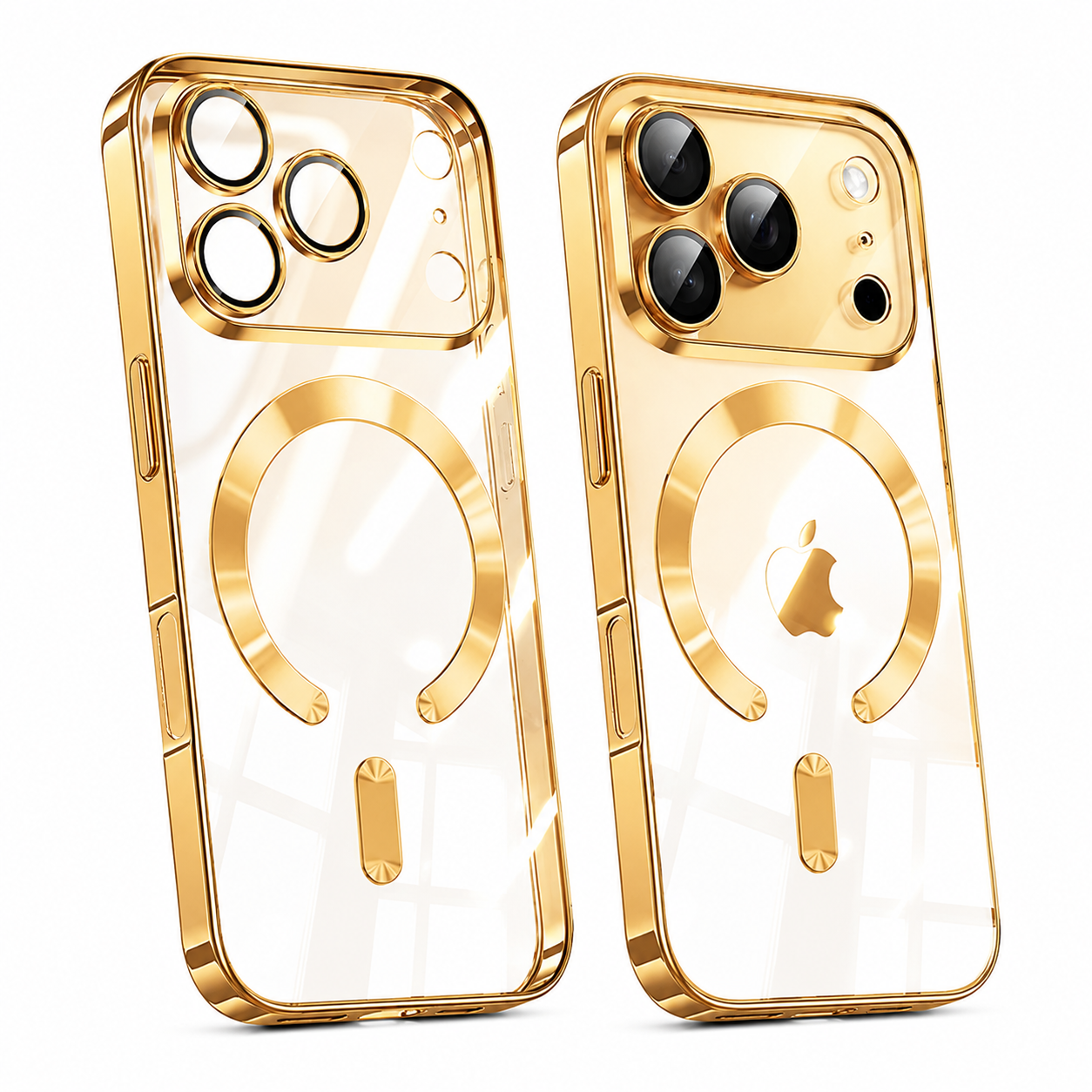 Premium iPhone Case MagSafe Compatible Magnetic Clear Protective Cover Shockproof Soft TPU Camera Lens Protection Slim Plated Full Coverage