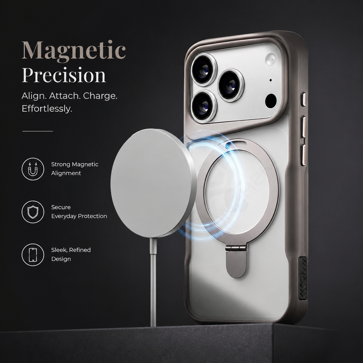 Premium iPhone Case MagSafe Compatible Magnetic Metal Ring Stand Shockproof Bumper Cover Translucent Matte Protective Case Anti Scratch Slim Full Coverage
